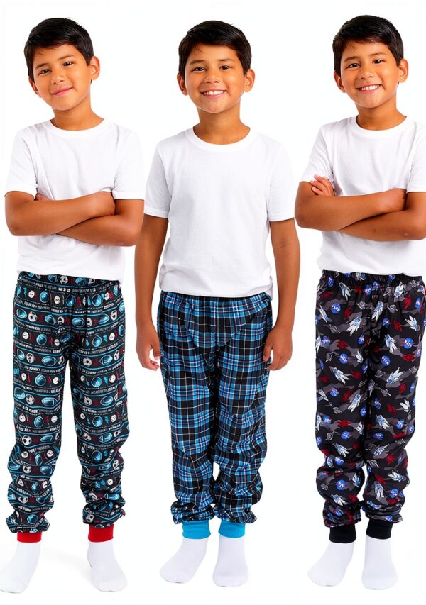 Boys Pajama Pants 3-Pack Soft Fabric Elastic Waistband-1