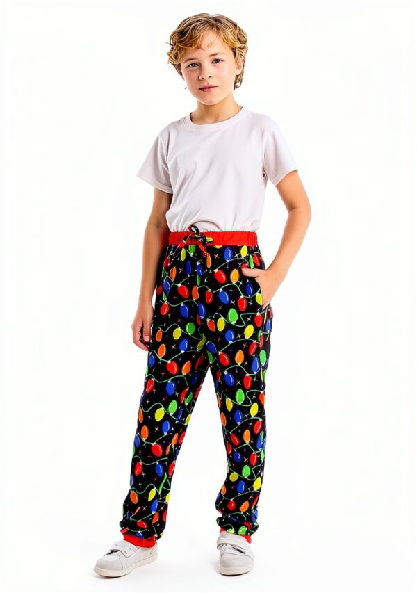 Boys Pajama Pants Soft Polyester Elastic Waistband Black-3