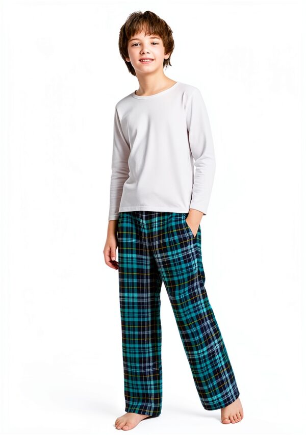 Boys Micro Fleece Pajama Pants Plaid Soft Adjustable Waist-2