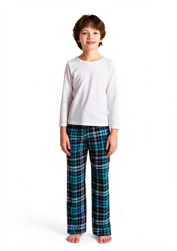 Boys Micro Fleece Pajama Pants Plaid Soft Adjustable Waist-4