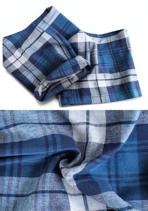 Boys Cotton Pajama Shorts Plaid Check Loose Style Elastic-5