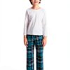 Boys Plaid Pajama Pants Microfleece Blue Green Adjustable-4