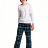 Boys Micro Fleece Pajama Pants Plaid Soft Adjustable Waist-5