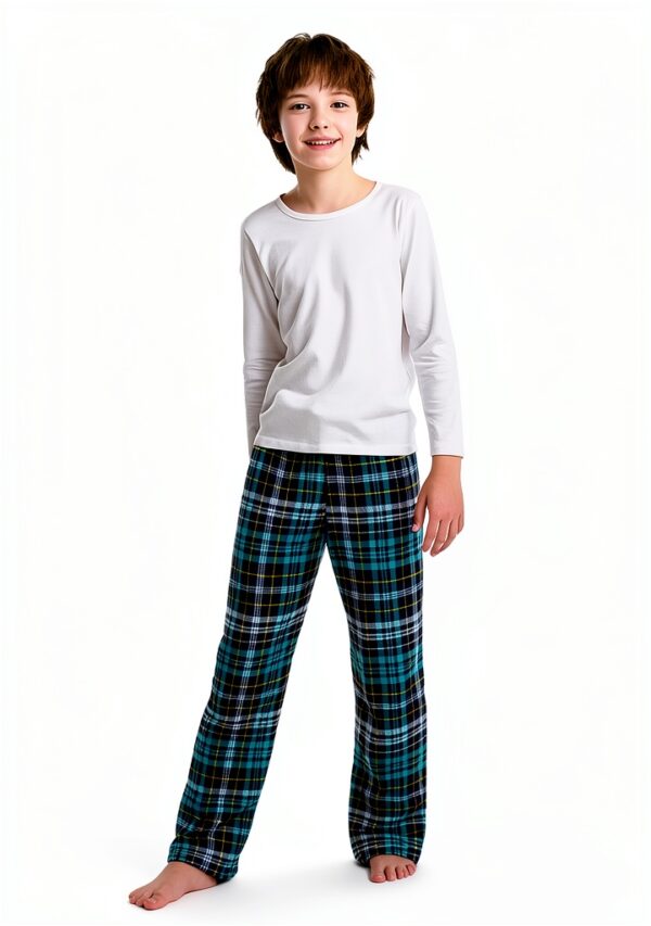 Boys Micro Fleece Pajama Pants Plaid Soft Adjustable Waist-5
