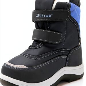 Boys Snow Boots Water Resistant Easy On Hook Loop Design-0