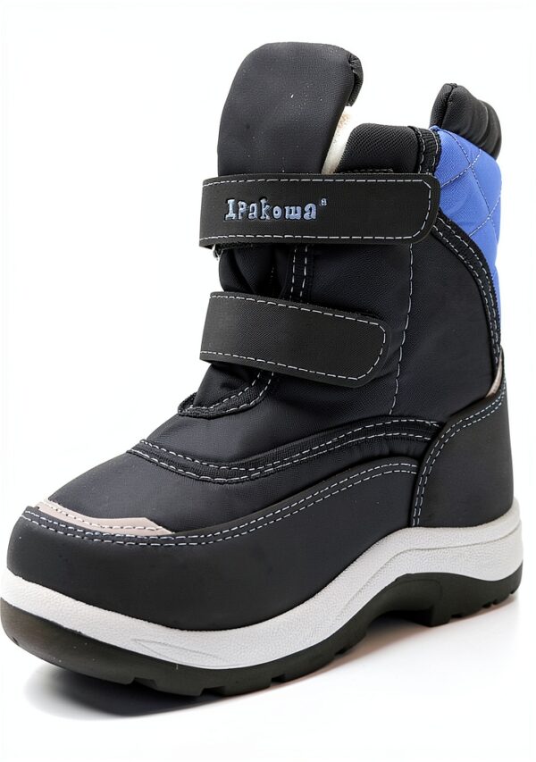 Boys Snow Boots Water Resistant Easy On Hook Loop Design-0