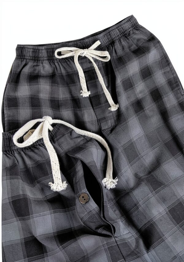 Boys Cotton Pajama Shorts Plaid Check Loose Style Elastic-2