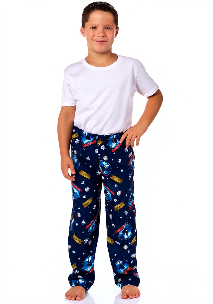 Intimo Polar Express pajama pants showing detailed movie-inspired print