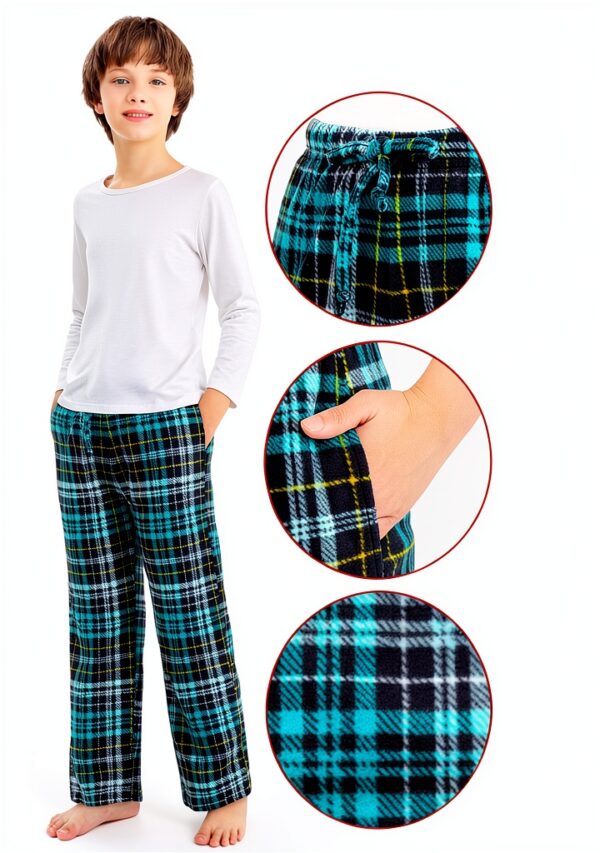 Boys Micro Fleece Pajama Pants Plaid Soft Adjustable Waist-1