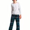 Boys Plaid Pajama Pants Microfleece Blue Green Adjustable-5