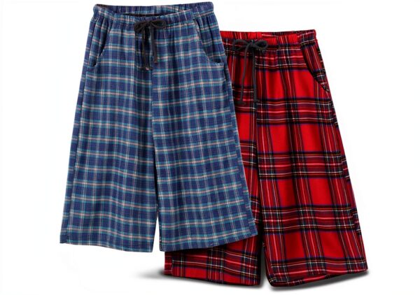 Boys Pajama Pants Soft Cotton Plaid Loose Fit Lounge Wear-0