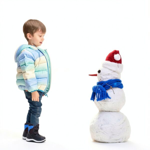 Boys Snow Boots Water Resistant Easy On Hook Loop Design-5