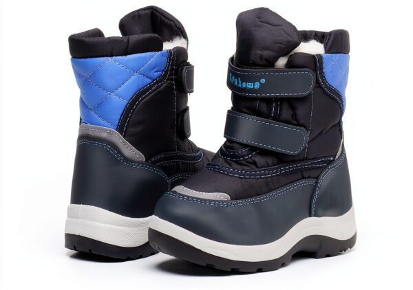 Boys Snow Boots Water Resistant Easy On Hook Loop Design-6