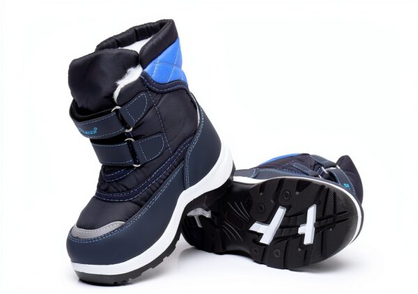Boys Snow Boots Water Resistant Easy On Hook Loop Design-4